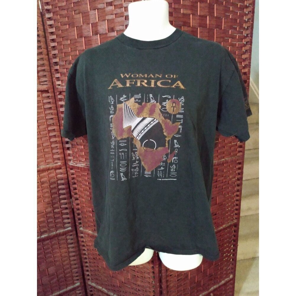 Vintage 90s Woman Of Africa T Shirt Adult XL Black Women Afrocentric Unisex
